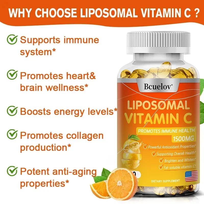 Liposomal Vitamin C - Promotes Collagen Production Supports Hair, Skin, Nails, Joints and Bone Health, Powerful Antioxidant