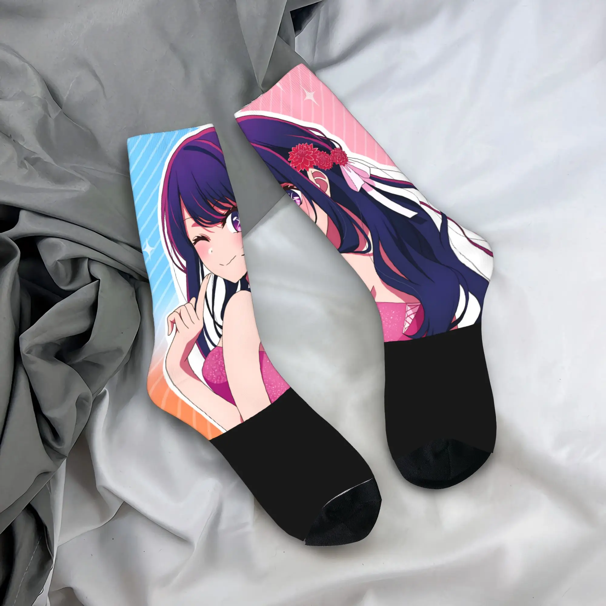 

Носки в стиле аниме Oshi No Ko с Ай Хошино, теплые мягкие носки для мужчин в стиле Харадзюку, осенние графические противоскользящие носки для скалолазания