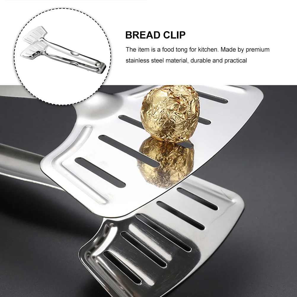 

1pc Stainless Steel Food Clip Strong Heat Resistant Rustproof Lightweight Non Slip Kitchen Tongs Bread Clip Serving Clips
