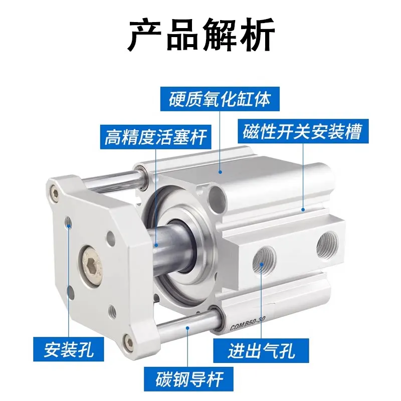 1pc CQMB with guide cylinder CDQMB20 25 32 40 50 63-30-40 -50DZ thin three rod three axis