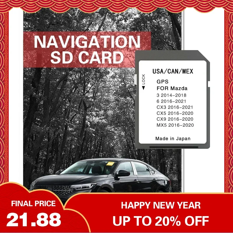 

for Mazda 6 CX-3 CX-5 CX-9 MX-5 Car Sat Nav Newest Update 2023 Version Navigation SD Card GPS USA/CAN/MEX Maps Free Shipping