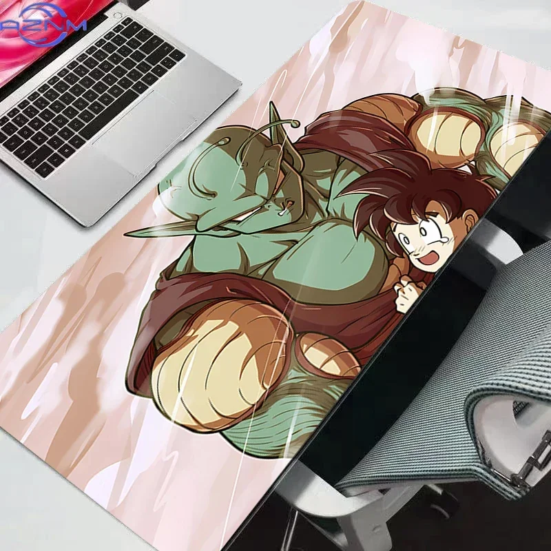 Anime Green Monster and Boy Character Pink Smoke Background Mouse Pad, Rubber Non-Slip Base, Smooth Surface for Gaming Desktop K