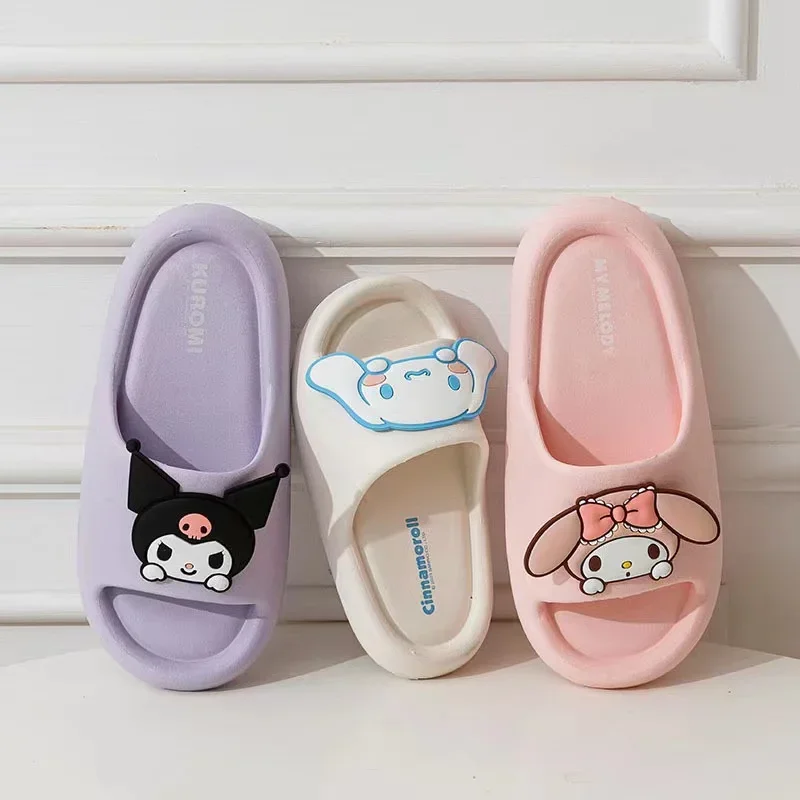 Sanrio Kuromi Cute Summer Kids Sandals Soft Slippers Indoor Outdoor Quick-Drying Cartoon Anime Sole Anti-Slip Girls Boys Gift