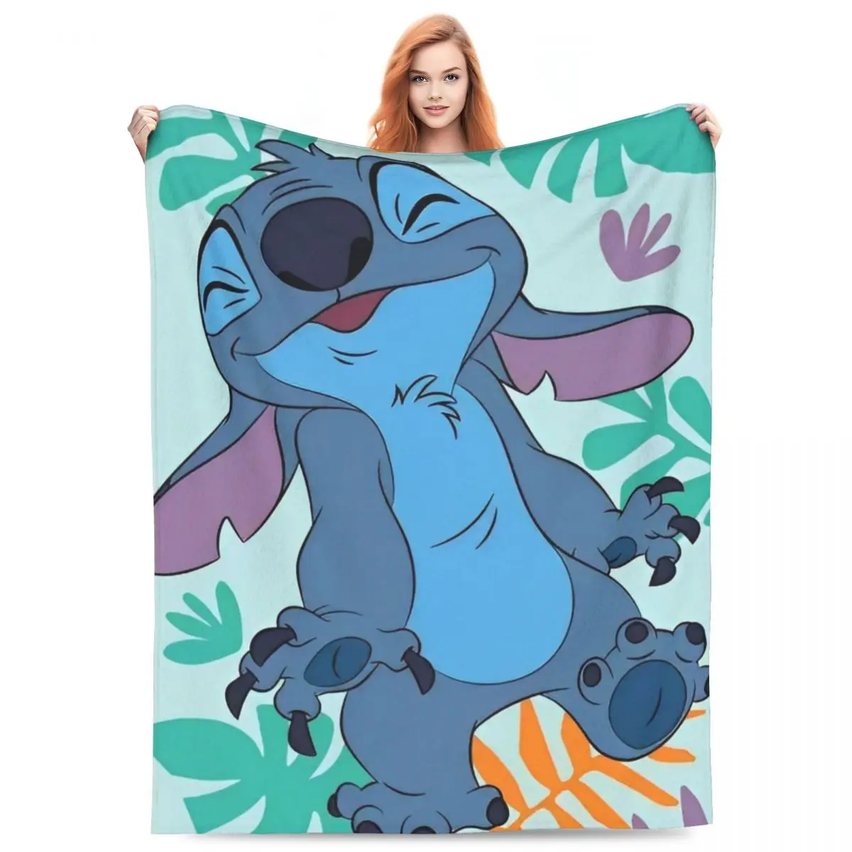 

Vibrant Stitch Blanket Cute Cartoon Plush Awesome Breathable Throw Blanket for Bed Sofa Decoration