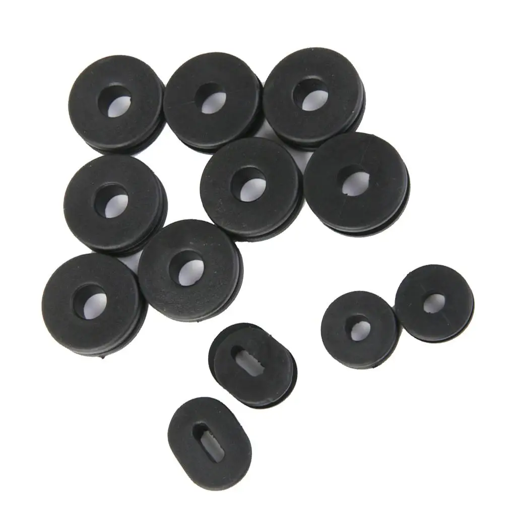 2 Black Universal Rubber Grommets Washers Fit 5 Motorcycle Motorbike