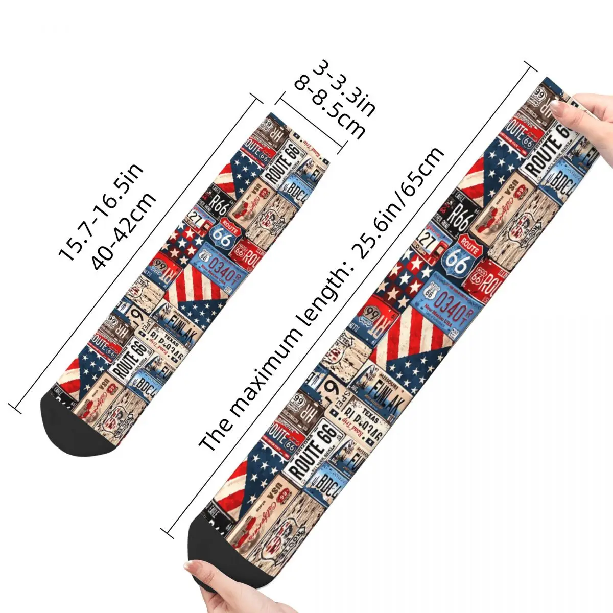 Calcetines de invierno Unisex con patrones U S Route 66, Hip Hop, calcetines felices, estilo callejero, Crazy