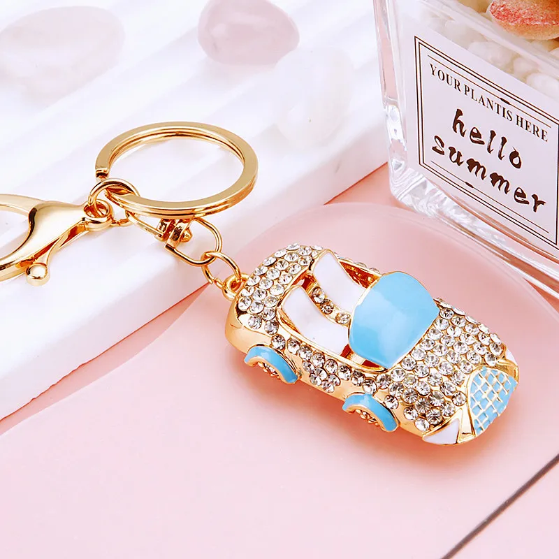 Fashion Crsytal Car Key Chain Pendant Charm Women Handbag Pendant Luxury Convertible Car Accessories