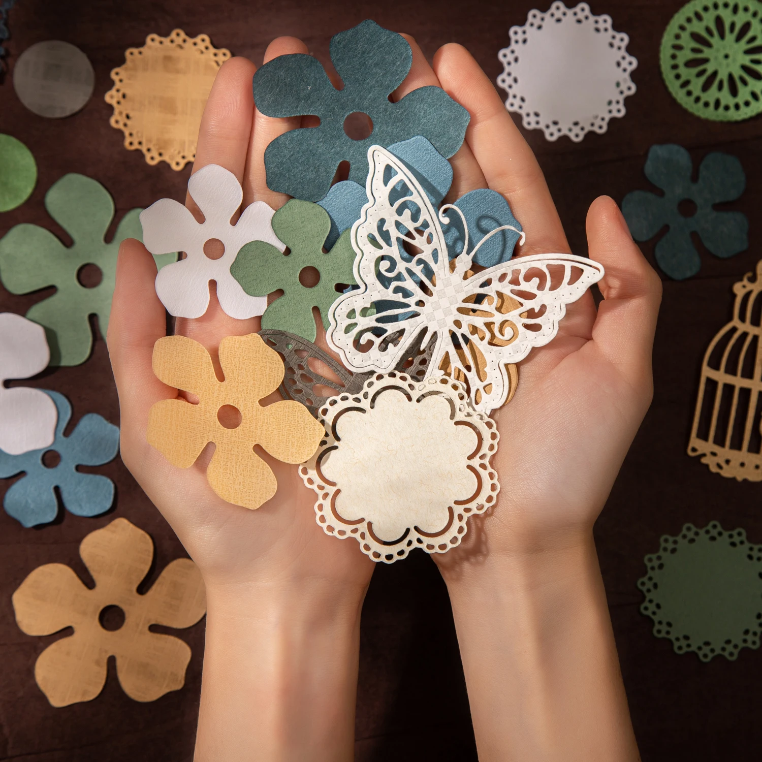 Lace Handmade Bag Series Vintage Hollow Lace  Flower Material Package Creative DIY Junk Journal Collage Scrapbook Stationery