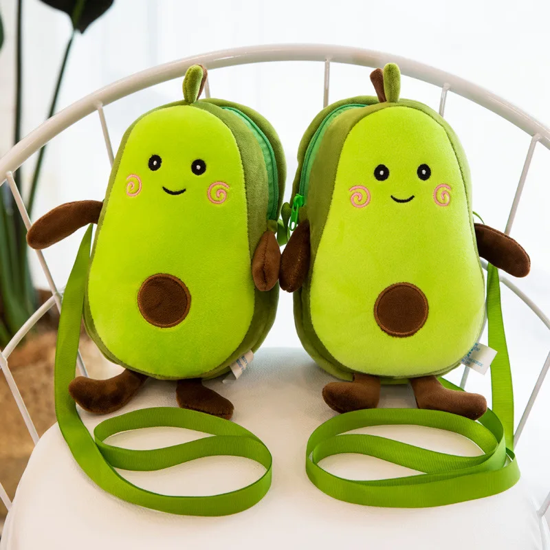 เด็กการ์ตูนสร้างสรรค์ Avocado ผลไม้ตุ๊กตาหนานุ่มกระเป๋าหิ้ว Dompet Koin ง่ายผู้หญิงซิปกระเป๋าสะพายไหล่ของขวัญ