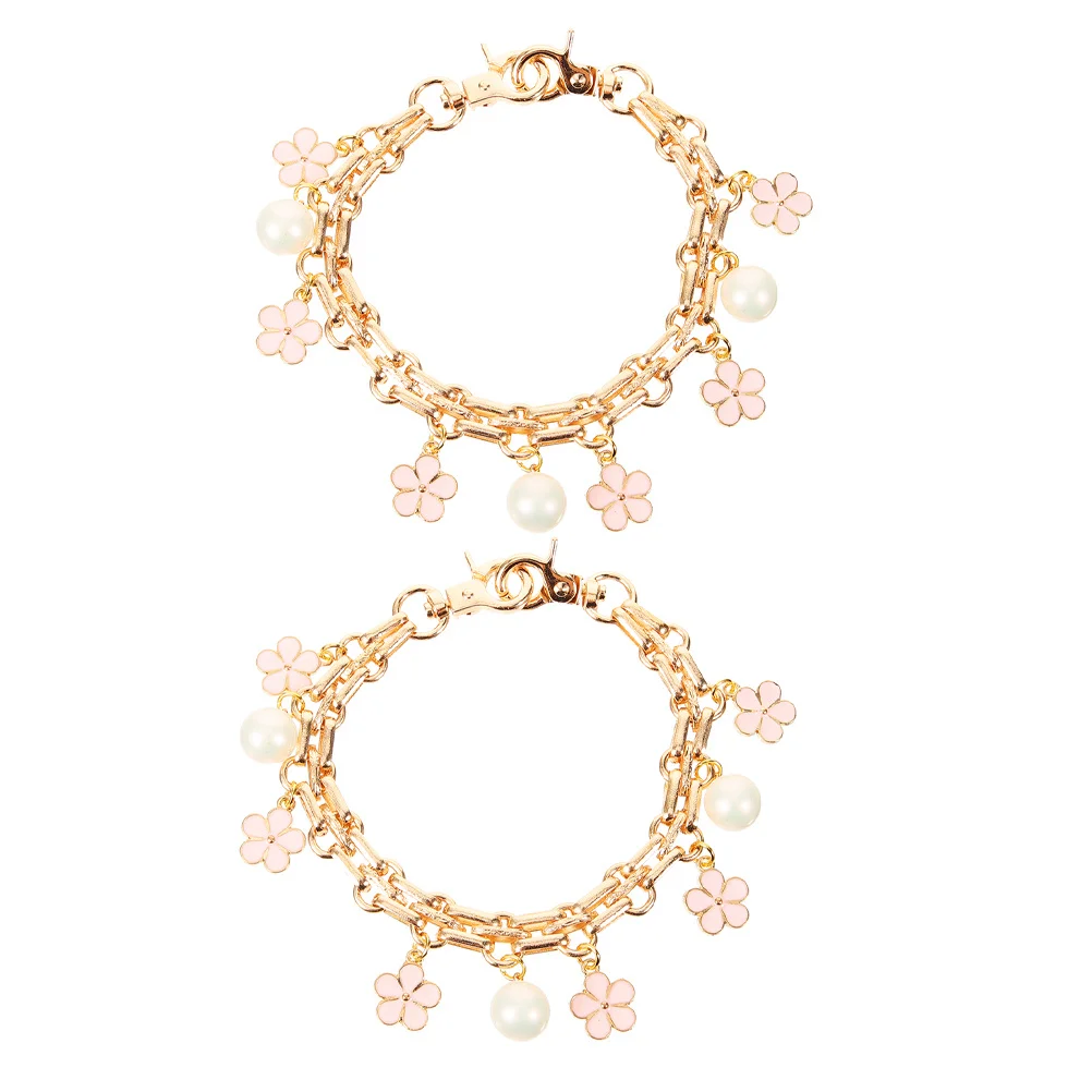 

2Pcs Flower Decor Chain for Bag Stylish Metal Purse Strap Extender with Floral Design Adjustable Hook Crossbody Chain for Women