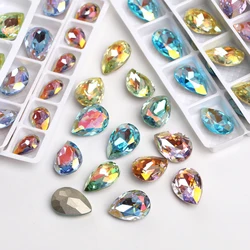 7x10mm New Color Glitter Drop Rhinestones For Nail Decoration Pointback Nail Charms Glass Strass Jewelry Making Accessories