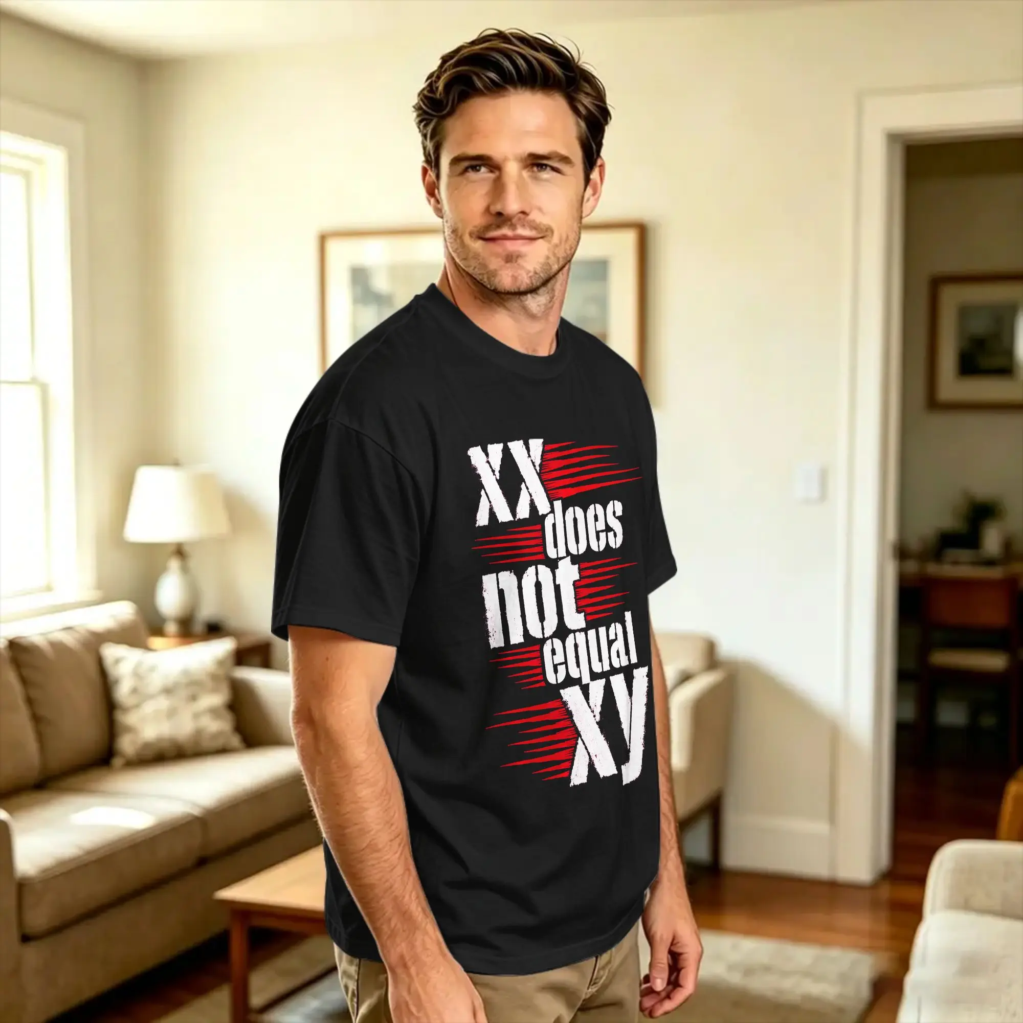 XX Does Not Equal XY T-Shirt Man  Vintage T Shirts Summer O Neck Trending Tee Shirt Cheap Big Size Tops