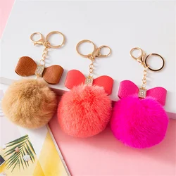 Fluffy Fur Pom Keychains Soft Faux Fur-like Ball Car Keyring Key Holder Women Bag Pendant Jewelry Keychain Charms