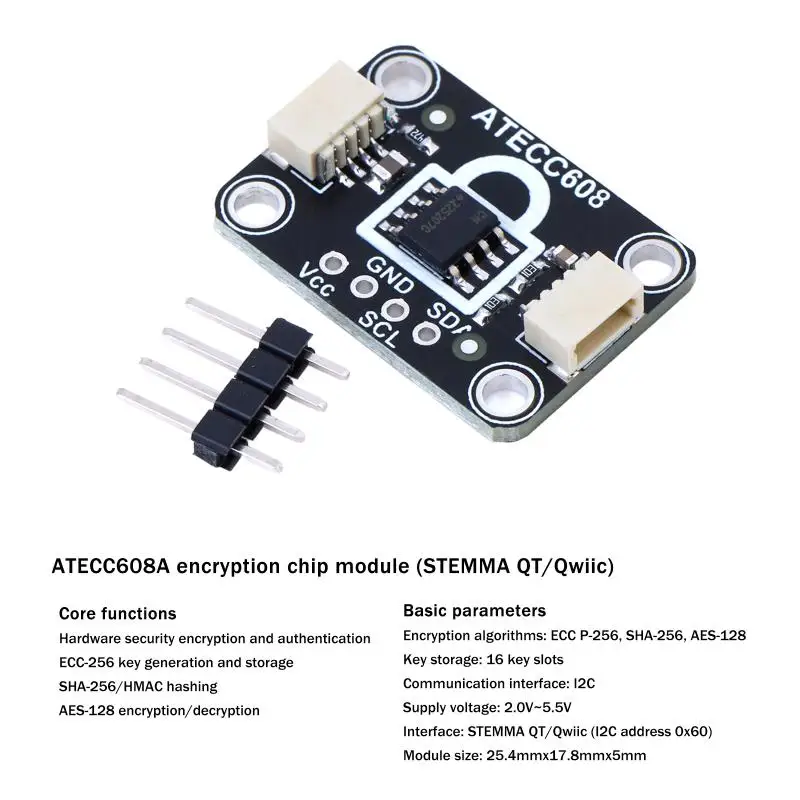 【C】The ATECC608 Module I2C 2.0V To 5.5V Breakout Board Key Memory Is Compatible With STEMMA QT/Qwiic