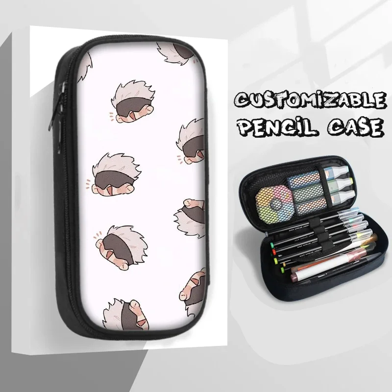 21cm X 10cm Gojo Satoru Popular Anime 2D Peripheral Q Version Cute Large Capacity Stationery Pencil Case Aesthetic Stationery