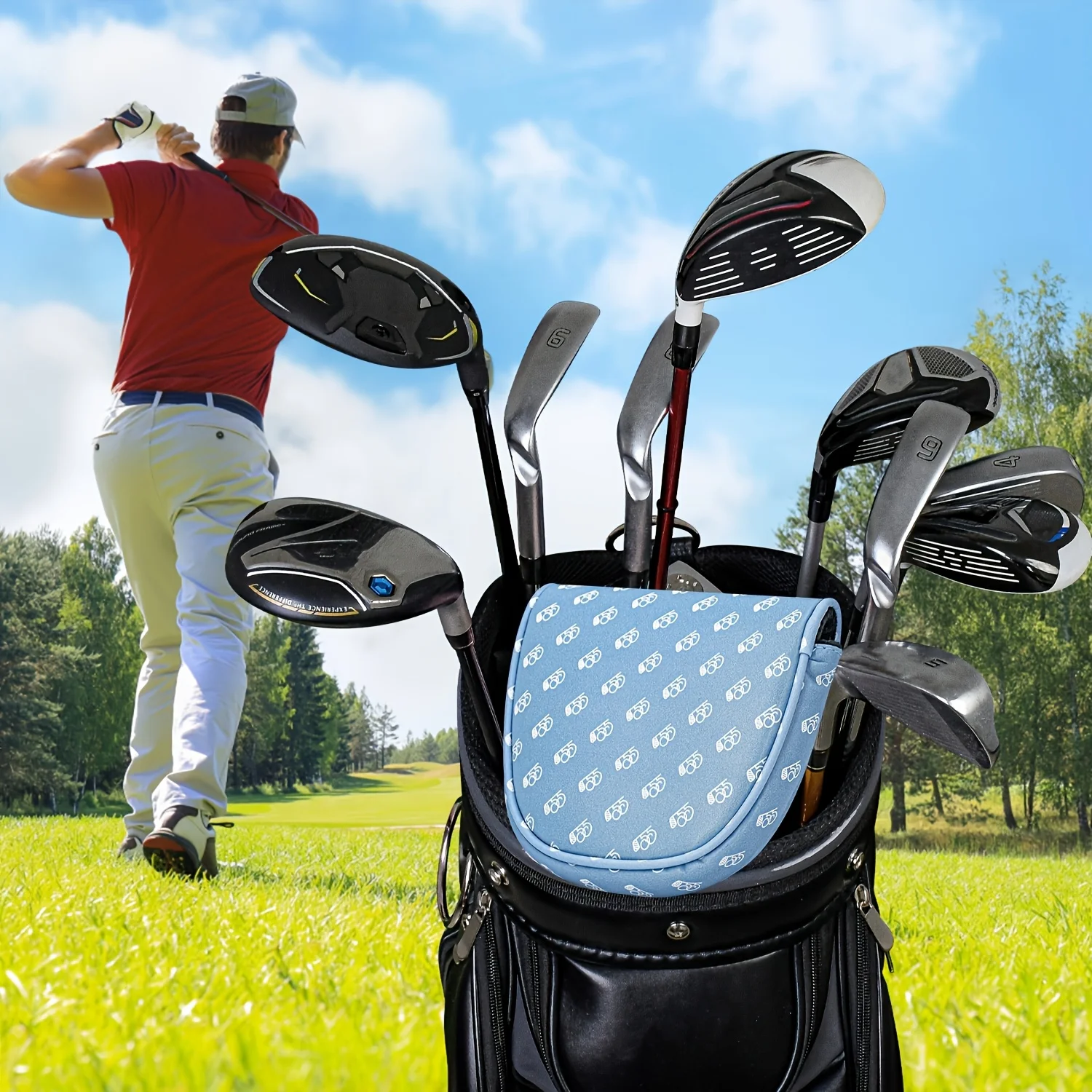 1pc Putter Golf Putter Head Cover - Printing Style with Putter Adapted PU And Cushioned Liner, Magnetic Closure view 3