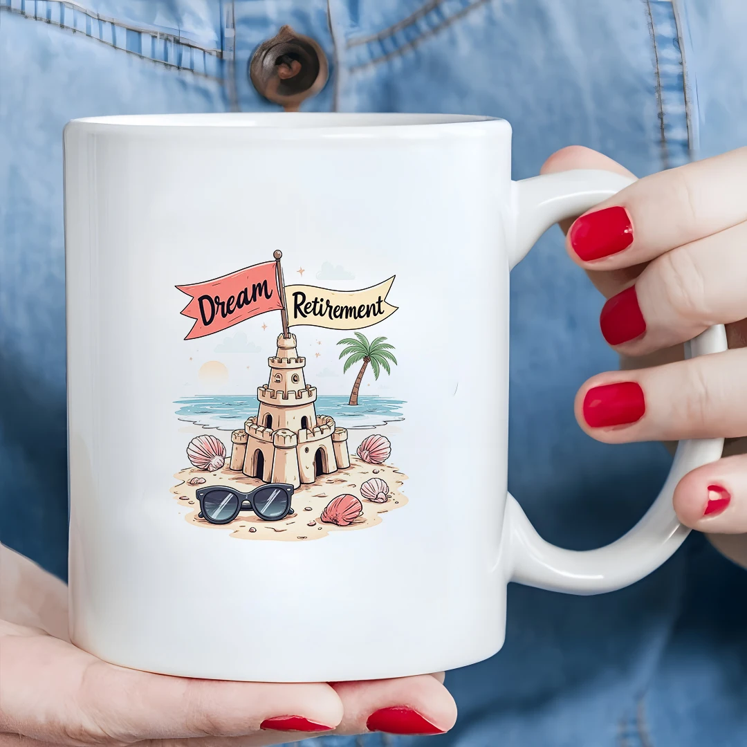 

Beach Vacation Sandcastle Cup + Fairy Tale Castle Cup + Dream Retirement Gift + Kids Office Cup