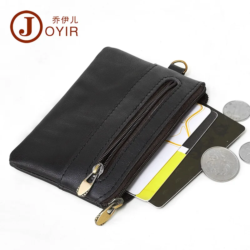 

Retro Genuine Leather Coin Purse First Layer Cowhide Men's Wallet Casual Simple Zipper Card Holder Card Clamp Short Purse