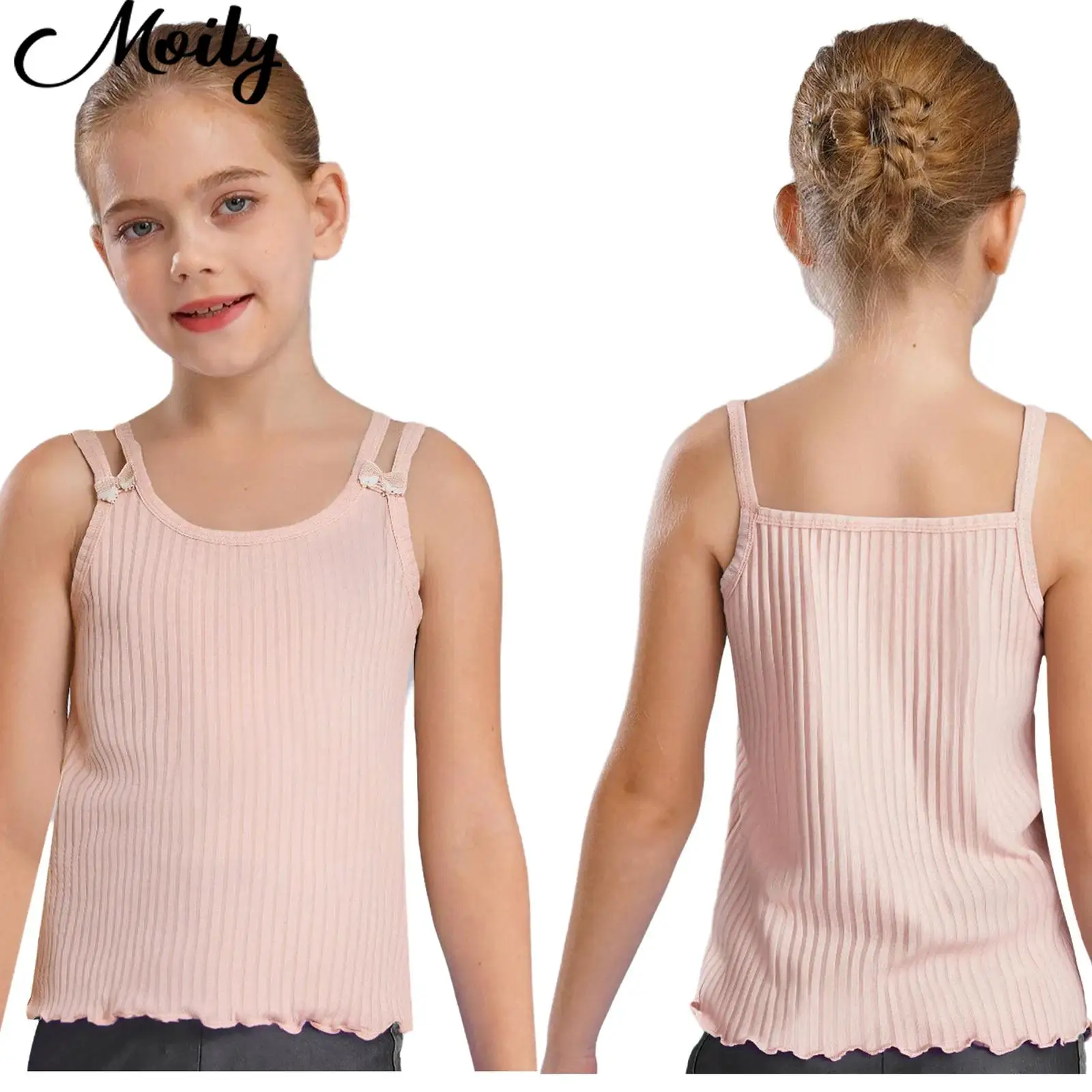 

Kids Summer Clothes Girls Cute Bowknots Camisole Streetwear Sleeveless Double Shoulder Straps Vest Undershirt Casual Homewear