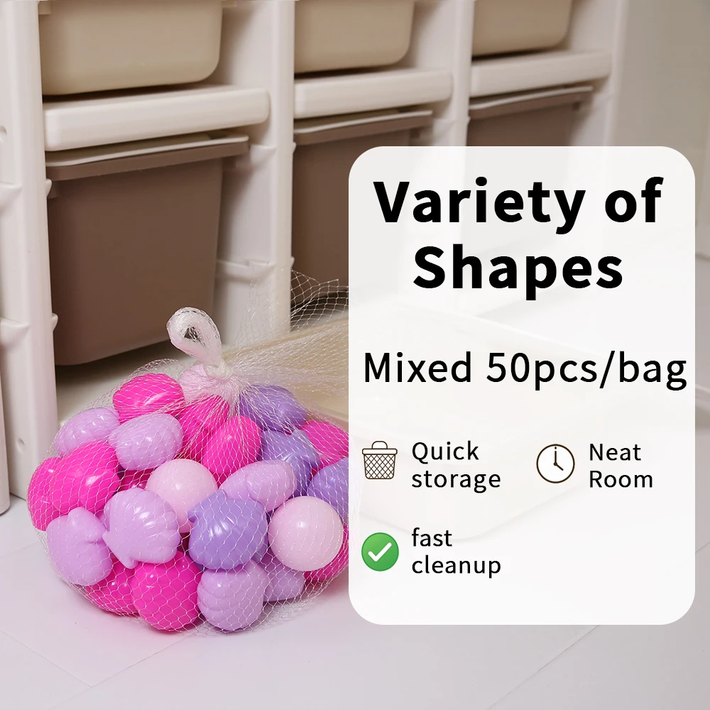 Ball Pit Ball 5.5cm 50pcs Colorful Shell Shape Water Pool Toys with Storage Mesh Bag for Kids Holiday Gifts Party Decorations