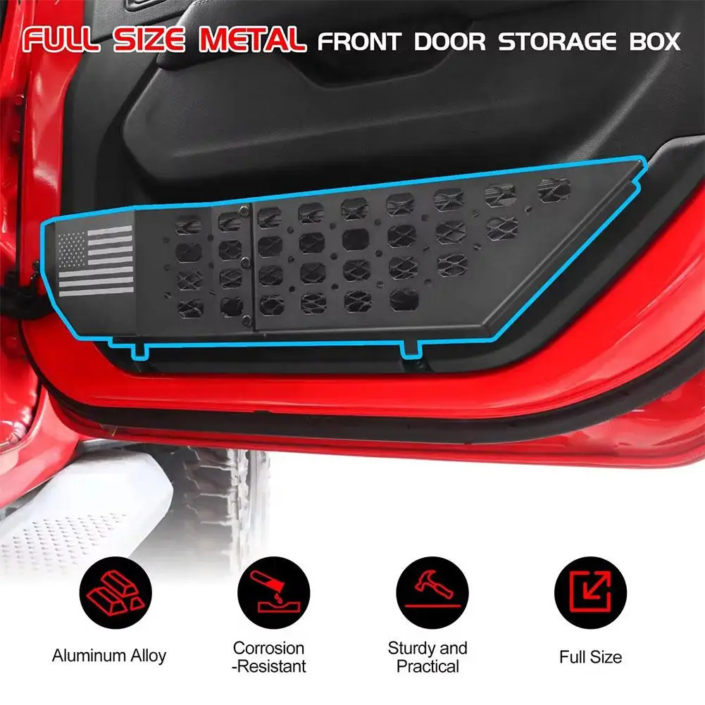 for Jeep WRANGLER JL JLU 4XE 18-23 Metal Car Front Door Pocket Storage Box Organizer for Jeep WRANGLER JL Interior Accessories