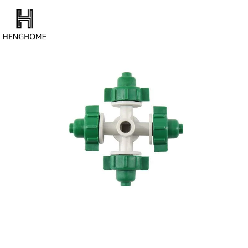 10pcs 1/4 Inch Light Green Mist Spray Nozzle With Connector For Garden Greenhouse Watering Cooling