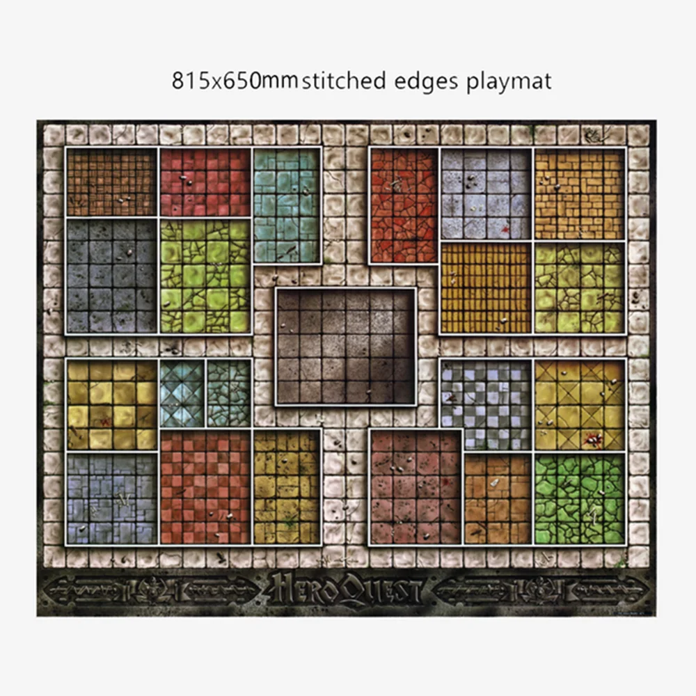 Personalizado grande playmat heroquest com bordas costuradas (bordas bloqueadas mousepad grande) almofada de jogos de tabuleiro de borracha natural