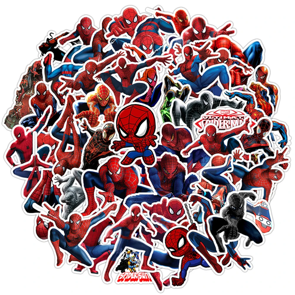 10/30/50pcs Disney Cool Spiderman Stickers Anime Graffiti Decal DIY Stationery Fridge Waterproof Cartoon Sticker for Kid Toy Gif