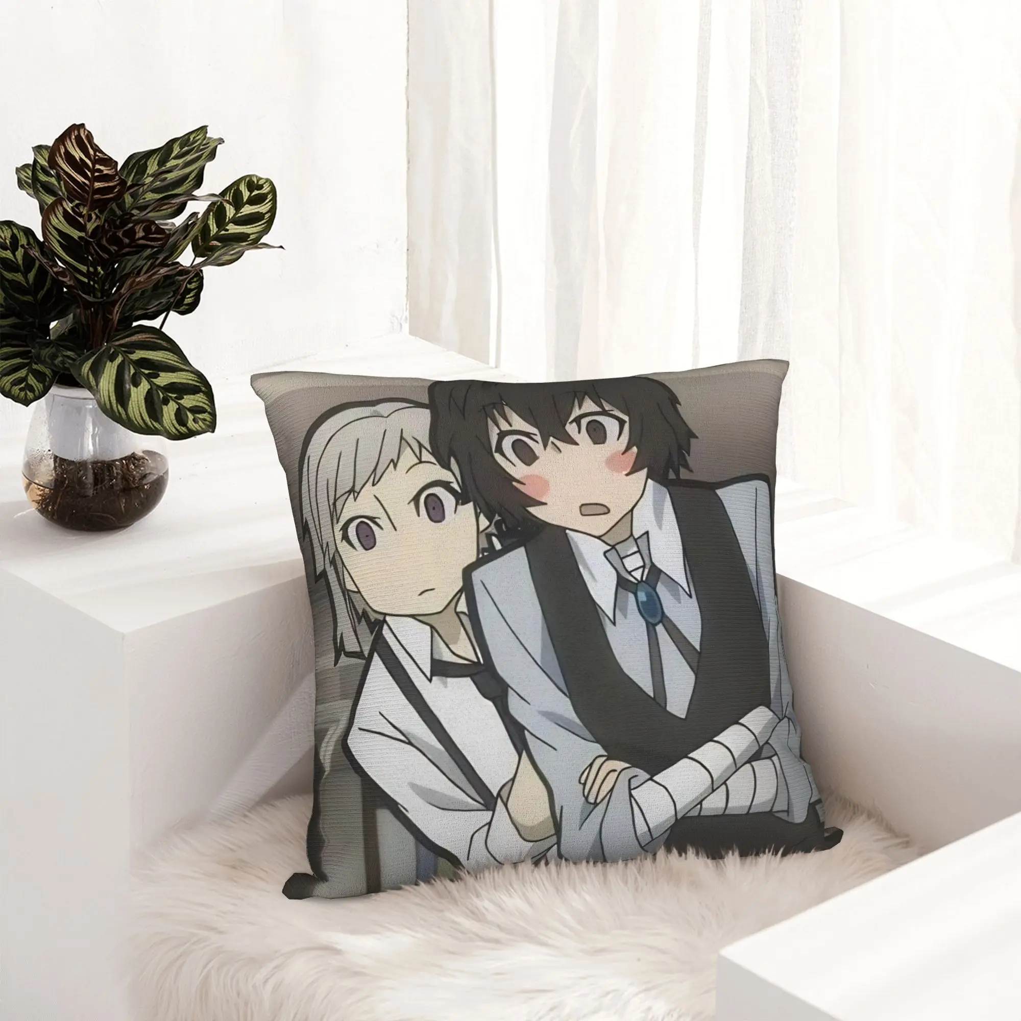 Dazai Bungo Stray Dogs Pillowcase Double-sided Printing Fabric Cushion Cover Decorative  Pillow Case Cover Sofa Square 45X45cm