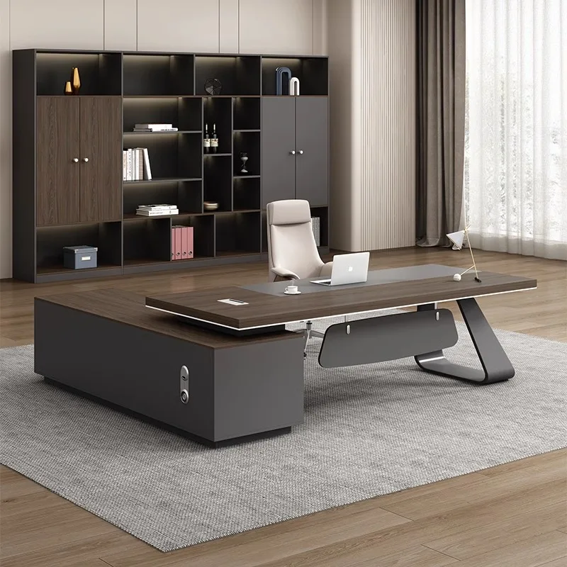 

Simple Modern Office Desk Chair Combination Light Luxury Senior Feeling Supervisor Chief Executive Desk Home Office Villa Study