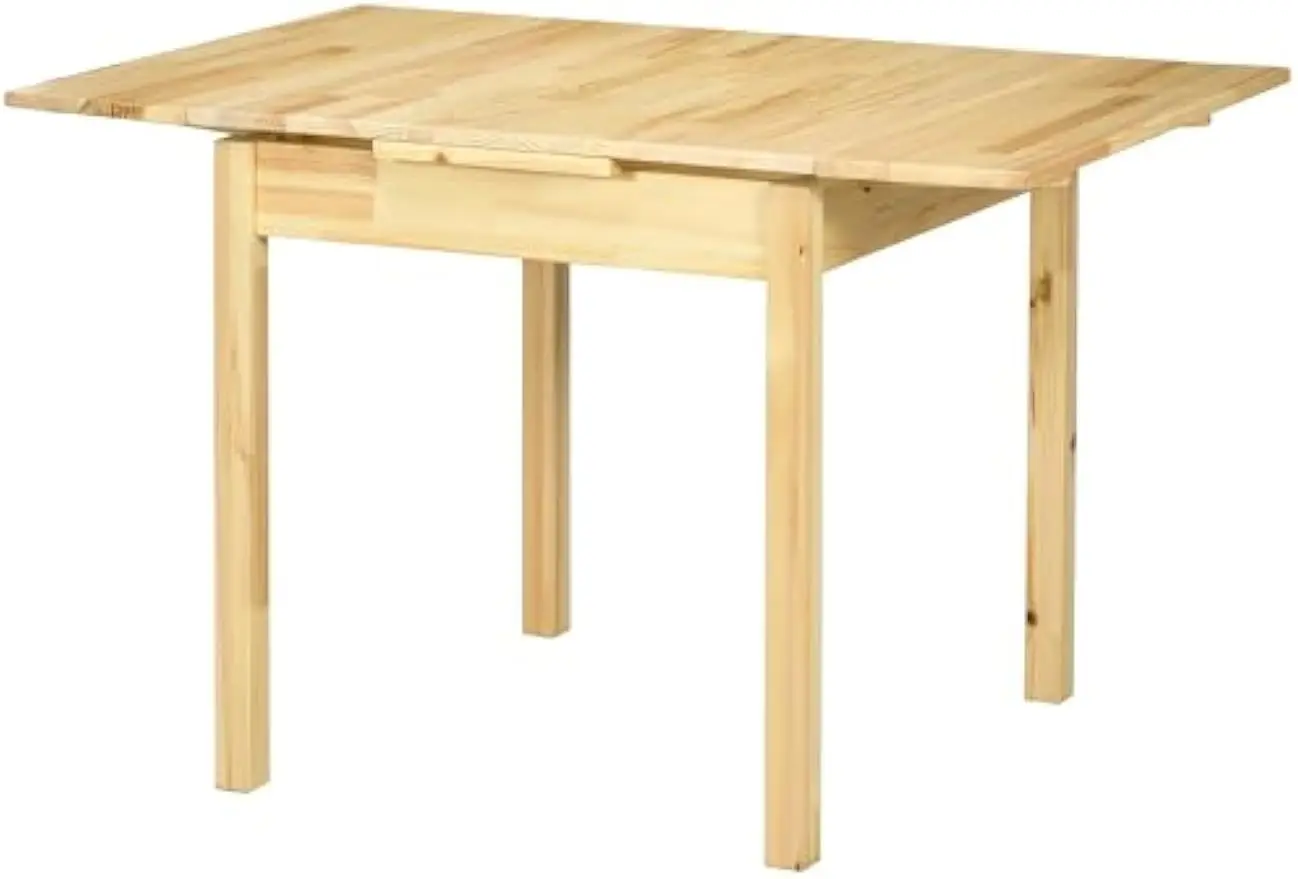 Folding Dining Table, Pine Wood Drop Leaf Table, Foldable Kitchen Table for Small Spaces, Natural