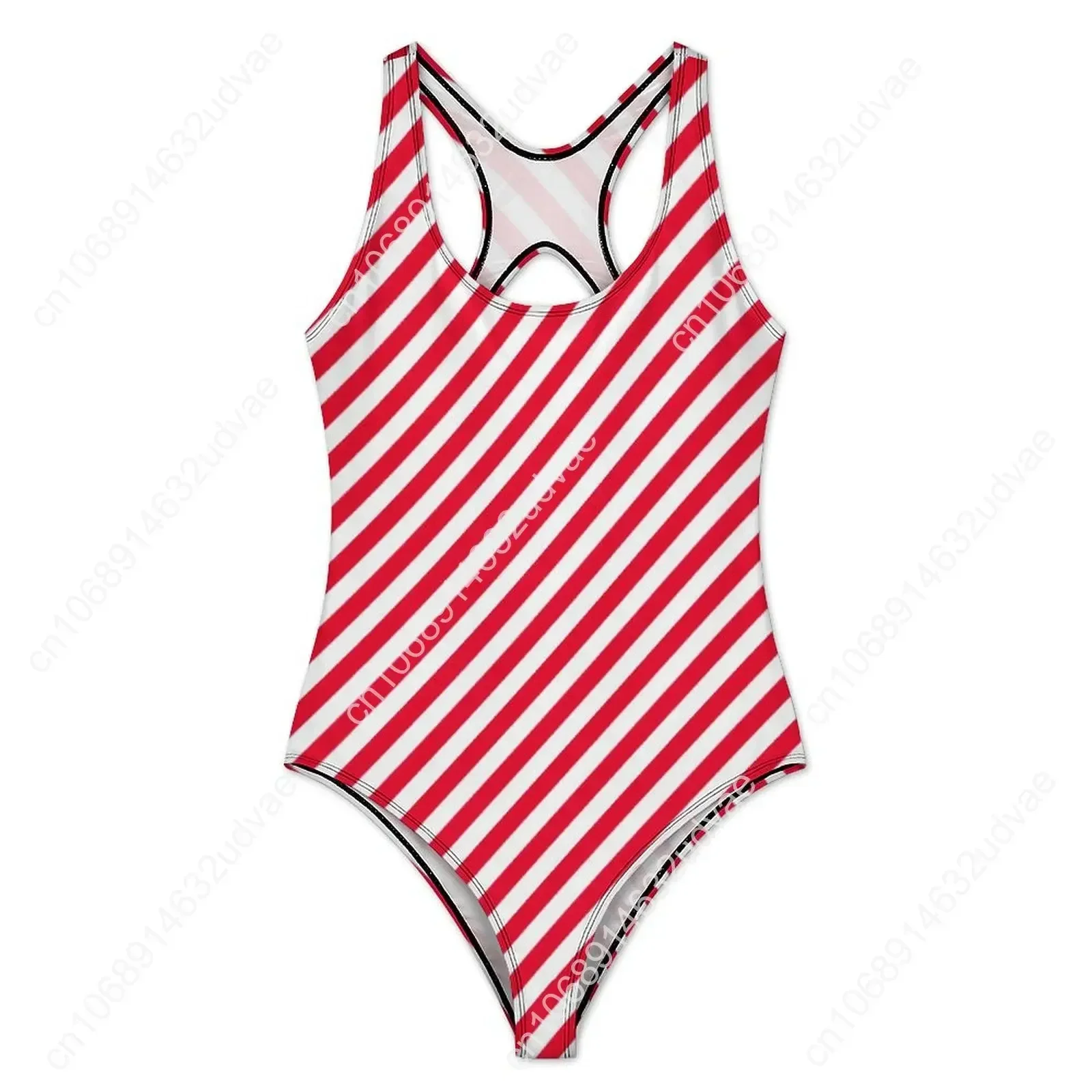 Christmas Elf Swimsuit Sexy Red Stripes Women Swimwear One Piece Stylish Swimsuits Holiday Pool Push Up Sleeveless Bathing Suit