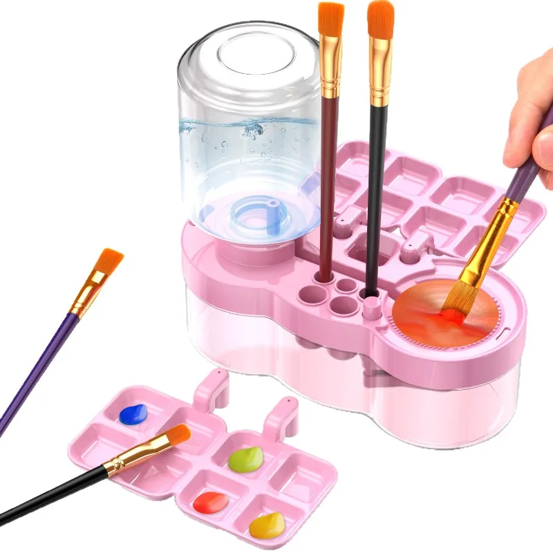 Paint Brush Washer Automatic Water Circulation Brush Cleaning Machine with Drain Button for Acrylic Water Based Painting Brush