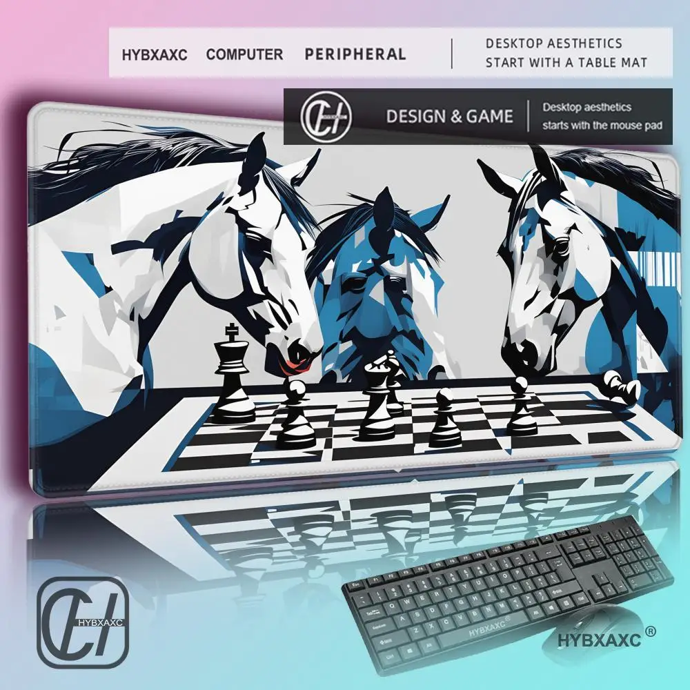 

HYBXAXC Vintage Chess Knight Horse Large Mouse Pad, Non-slip Extended Gaming Desk Mat, Waterproof Keyboard Pad
