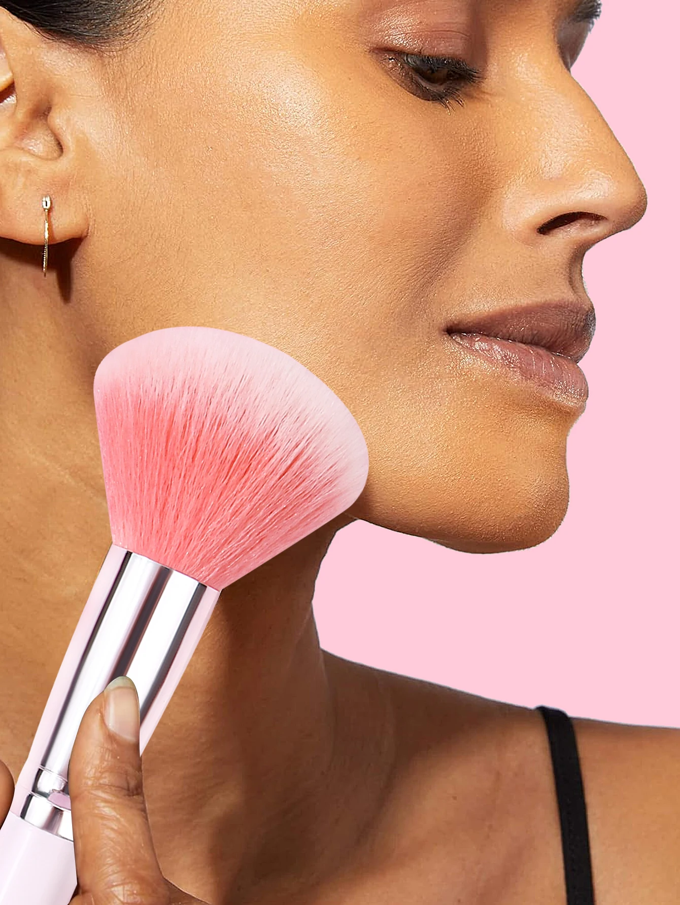 1 st roze blushborstel met hoog uiterlijk Gezichtscontourborstel multifunctionele make-upborstel make-uptool voor beginners