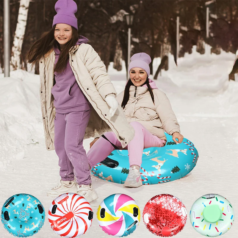 

【W】Ski Ring Inflatable PVC Sledding Tube Thicken Snow Tubing Winter Snow Tube With Handle Snow Racer Durable Snow Sled Board