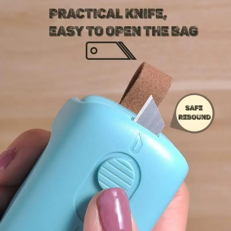 Mini Bag Sealer, Mini bag sealer heat seal,Bag Sealers, Heat Vacuum Sealer, 2 in 1 Heat Sealer and  with Lanyard, Portable Bag R