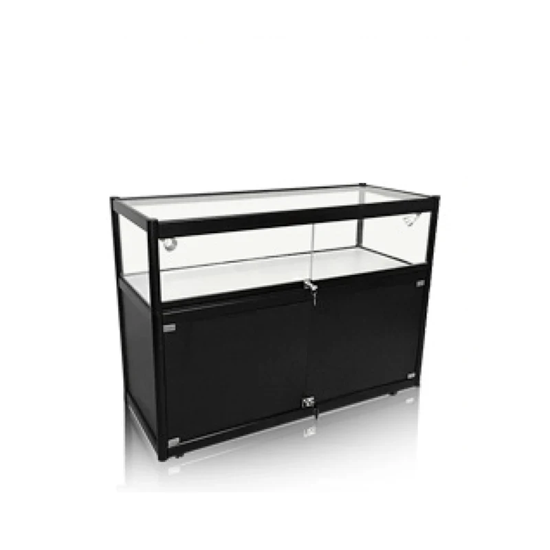 custom.Factory Customized High Class LED-Lit Eco-Friendly Durable Lockable Glass Showcase Display with Storage Cabinet Smoke