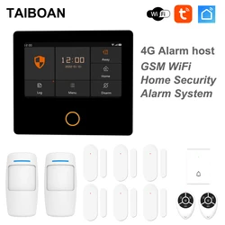 TAIBOAN Smart Wireless 4G Alarm Host Kits GSM WiFi Home Security Alarm System Built-in Siren Work with Tuya Alexa App Control