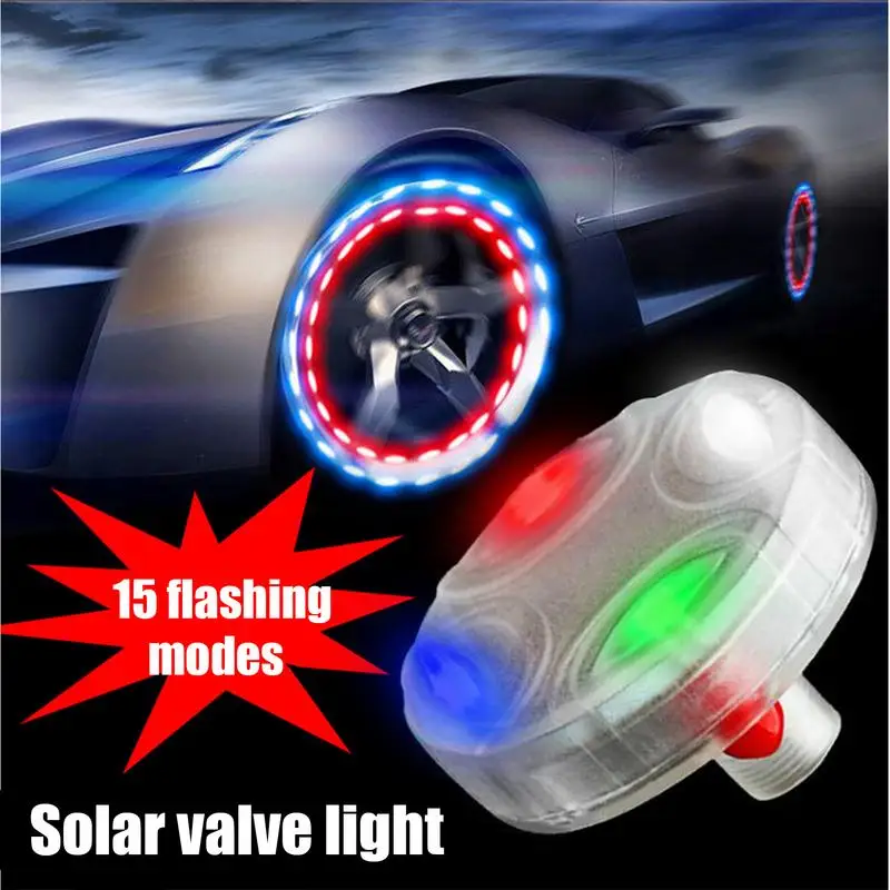 Car Solar Smart Tire Light Automobile Wheel Lights Nozzle Valve Caps Fluorescent Car Hub Luminous LED Tire Valve Caps lights