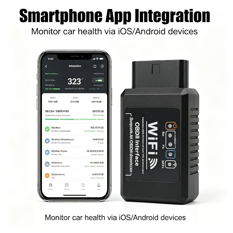 Diagnostic Tool Wireless Car OBDII Code Reader WIFI ELM327 V1.5 OBD2 Scanner Compatible with IPhone IOS Android Car Accessories