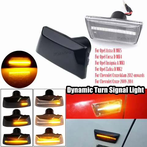 2pcs For Opel Insignia Astra H Zafira B Corsa D For Chevrolet Cruze Dynamic LED Car Side Marker Lights Repeater Signal Lights 8 best sales chevrolet cruze far - №2