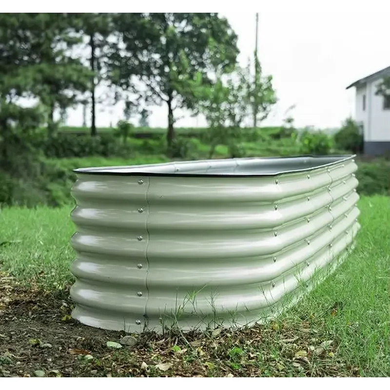 9 in 1 Modular Raised Garden Bed Kit Galvanized Metal Planter Box 17 Inch High for Outdoor Flower Pots Vegetable Growing