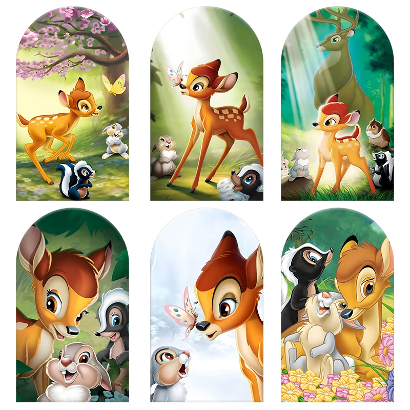 

Bambi Deer Disney Arch Backdrop Cover Spandex Fabric Custom for Child Girl Kids Birthday Party Baby Shower Background Decortion