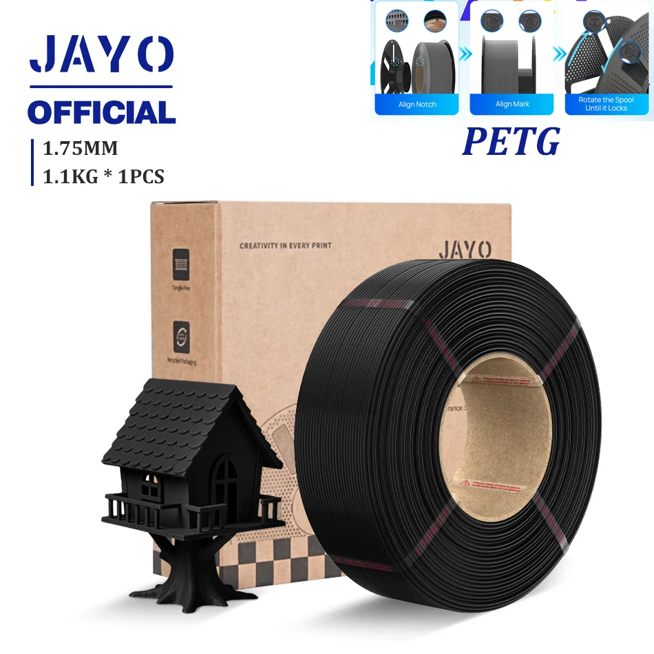 JAYO 3D-Drucker-Filament Nachfüllpack PLA/PETG/PLA+ Nachfüll-Filament 1,1 kg ohne Spule PLA-Filament für wiederverwendbare Spulen Kompatibel mit Bambu Labs