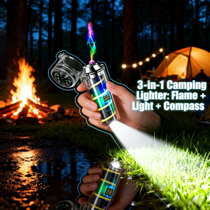 

Dual Arc Electric Lighter - Waterproof Windproof, USB Rechargeable Plasma, High-Bright Dream Atmosphere Light, Multifunctional