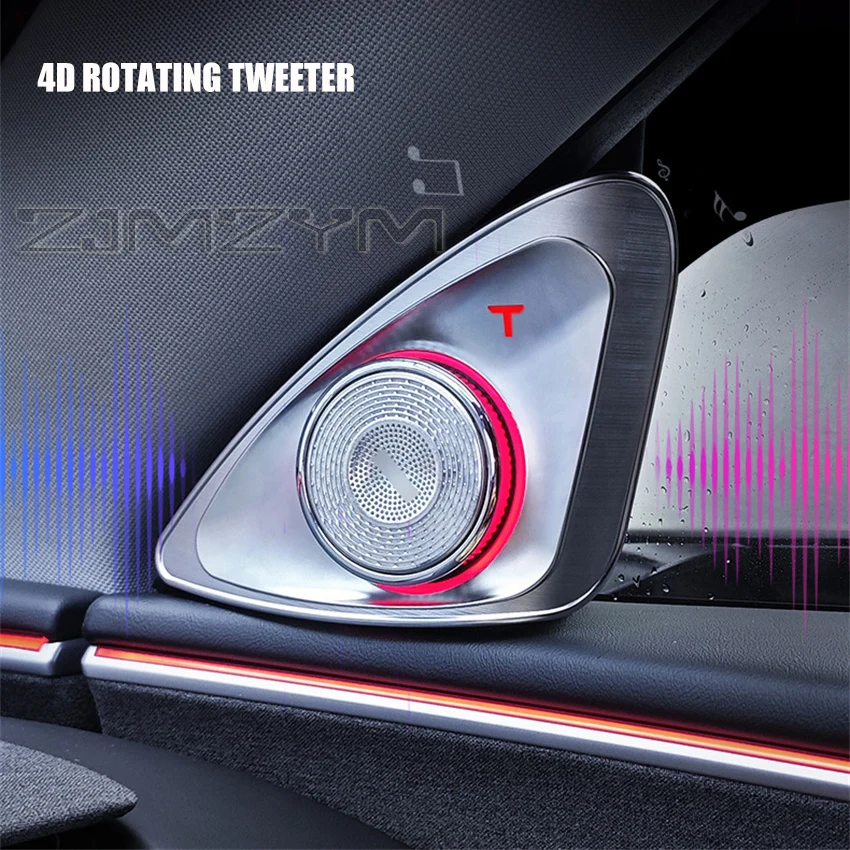 Car Speakers 4D Rotating Tweeters For Tesla Model 3  LED Ambient Speaker Highland Top Quality Blind-Spot Reminder Accessories