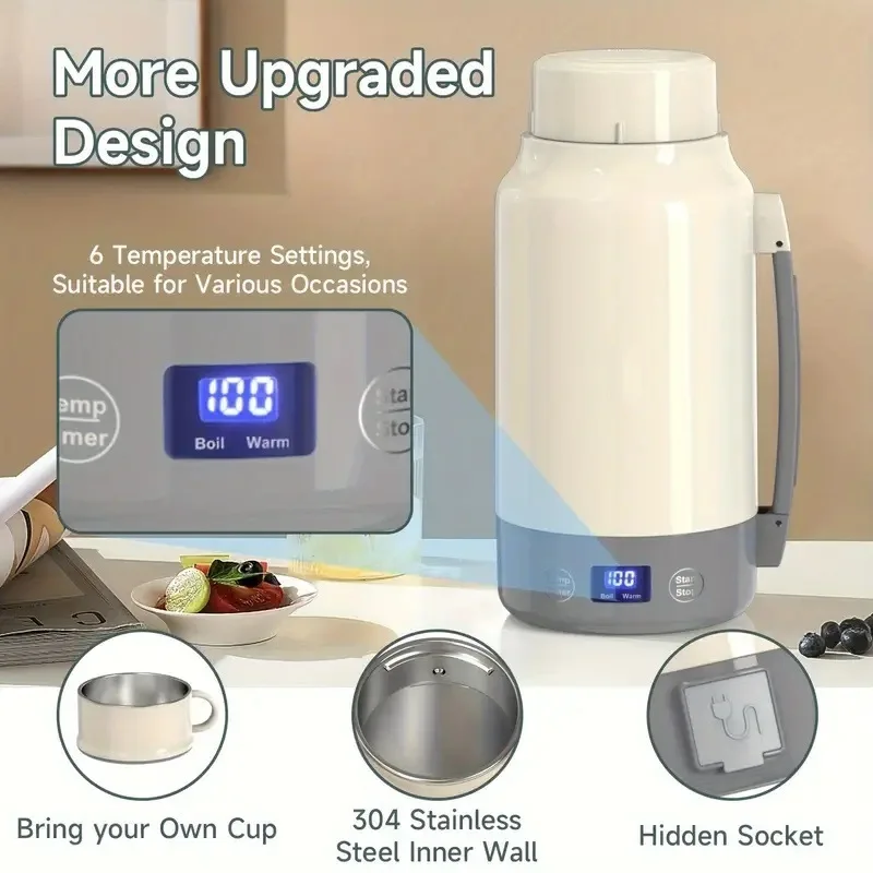 Smart Digital Electric Kettle Portable Instant Heating Fast Boiling Insulation Home Hotel Use Stainless Steel Kettle