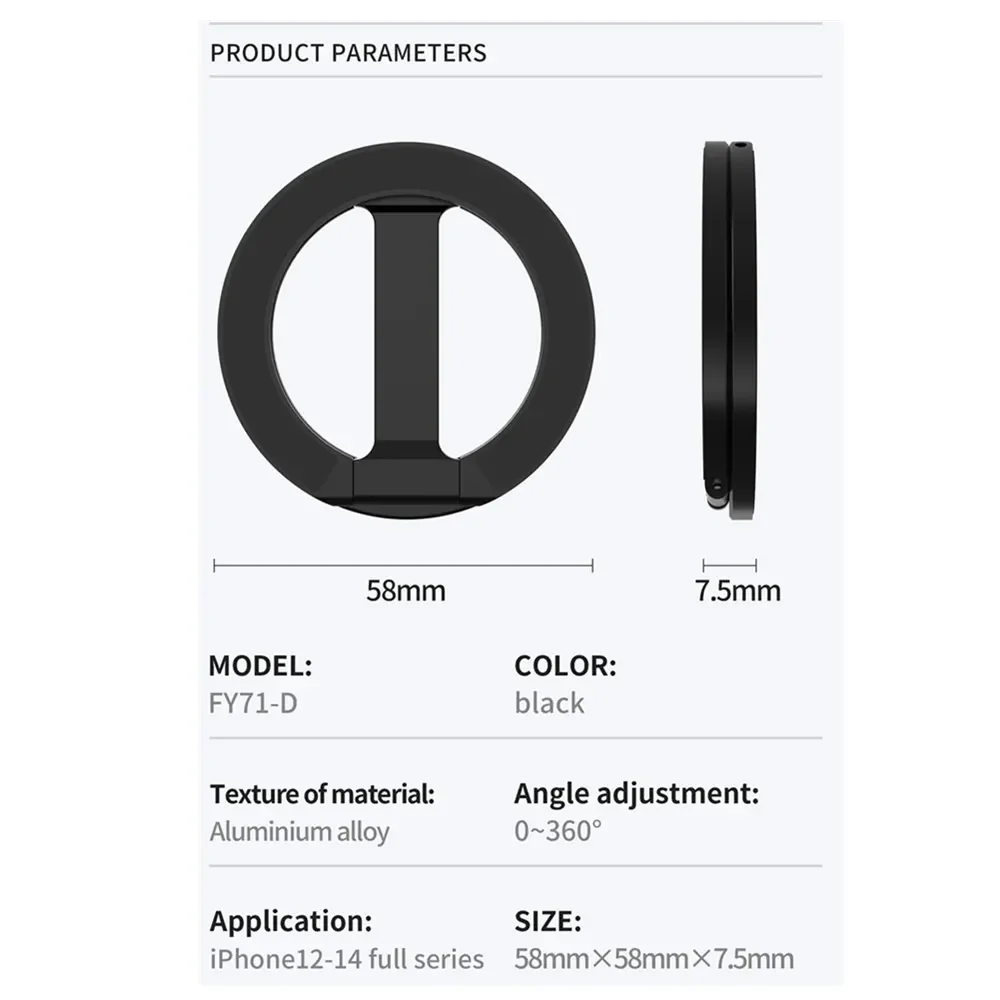 Double-Sided Magnetic Phone Holder Aluminium Foldable Phone Ring  Stand For MagSafe iPhone 15 14 13 Pro Max Huawei Samsung