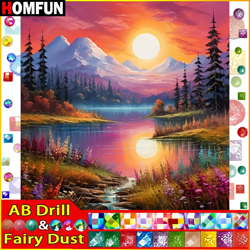 HOMFUN Fairy Dust AB Rhinestone Painting Crystal Decor Diy Diamond Painting 